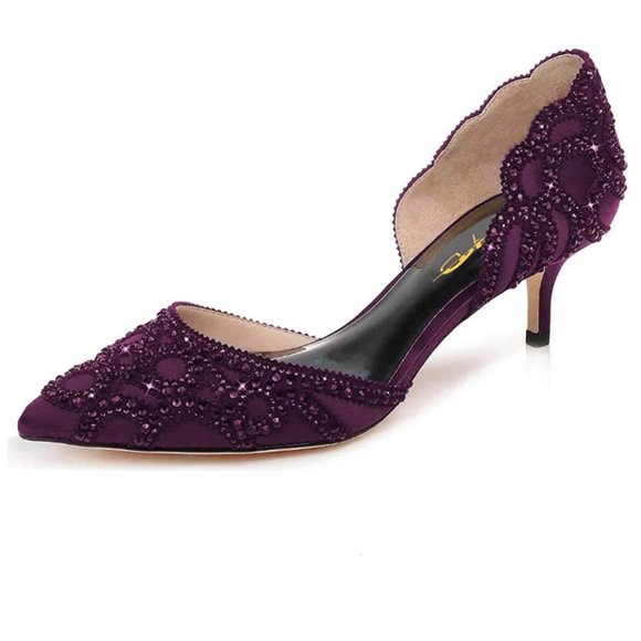 dark purple shoes low heel